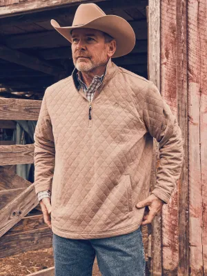 Wrangler 112352750 Taupe George Strait Quarter-Zip Quilted Pullover