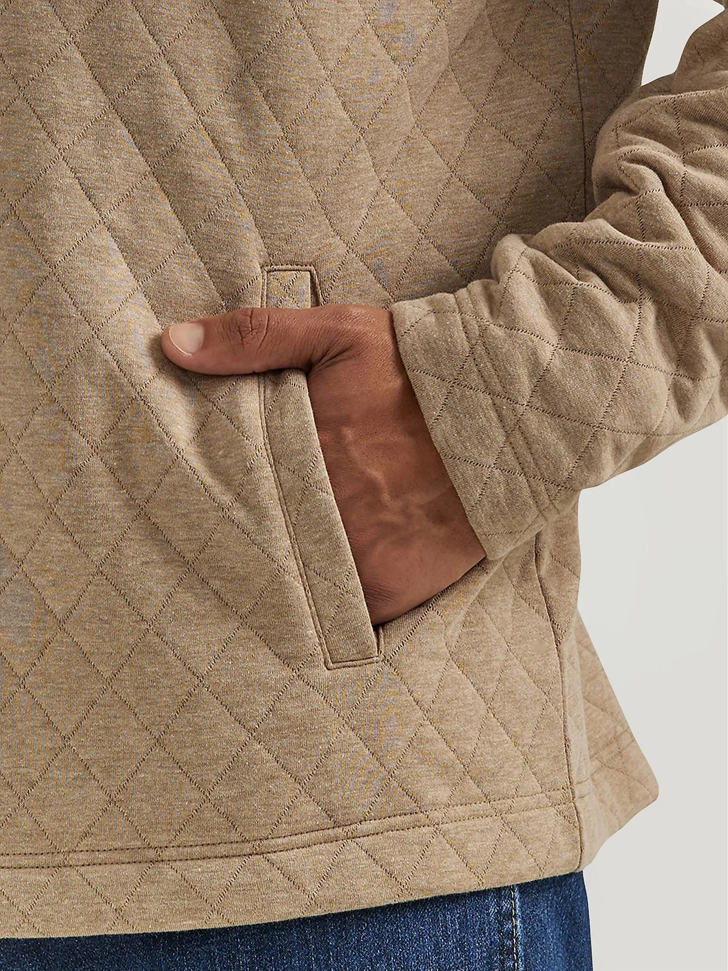 Wrangler 112352750 Taupe George Strait Quarter-Zip Quilted Pullover