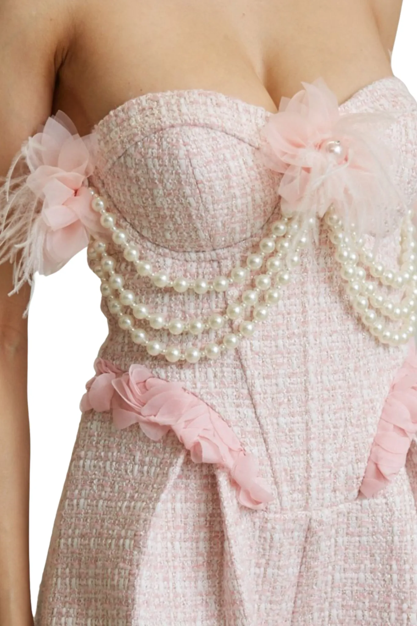 Yani Pearl Trim Tweed Romper