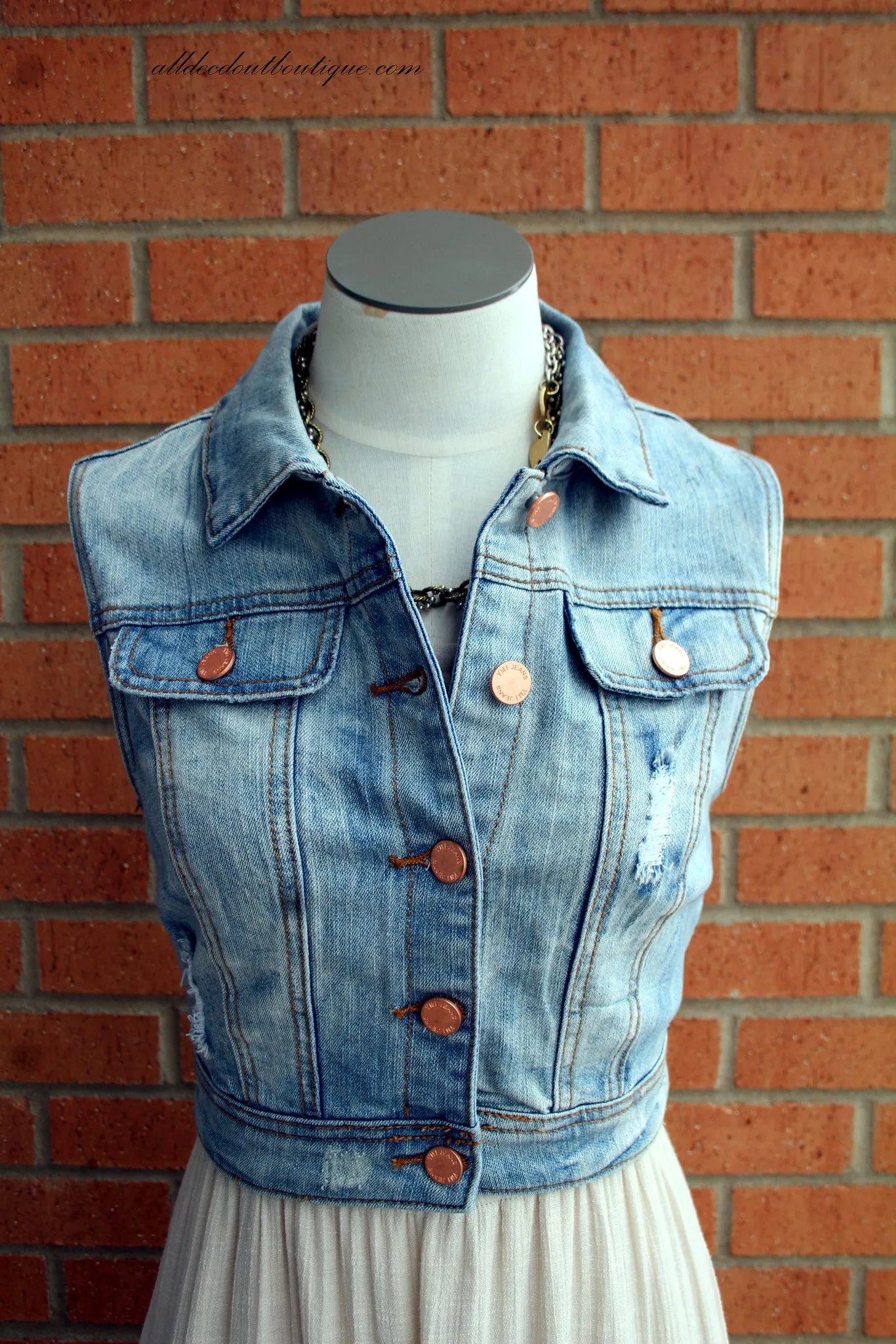 YMI | Light Denim Cropped Vest