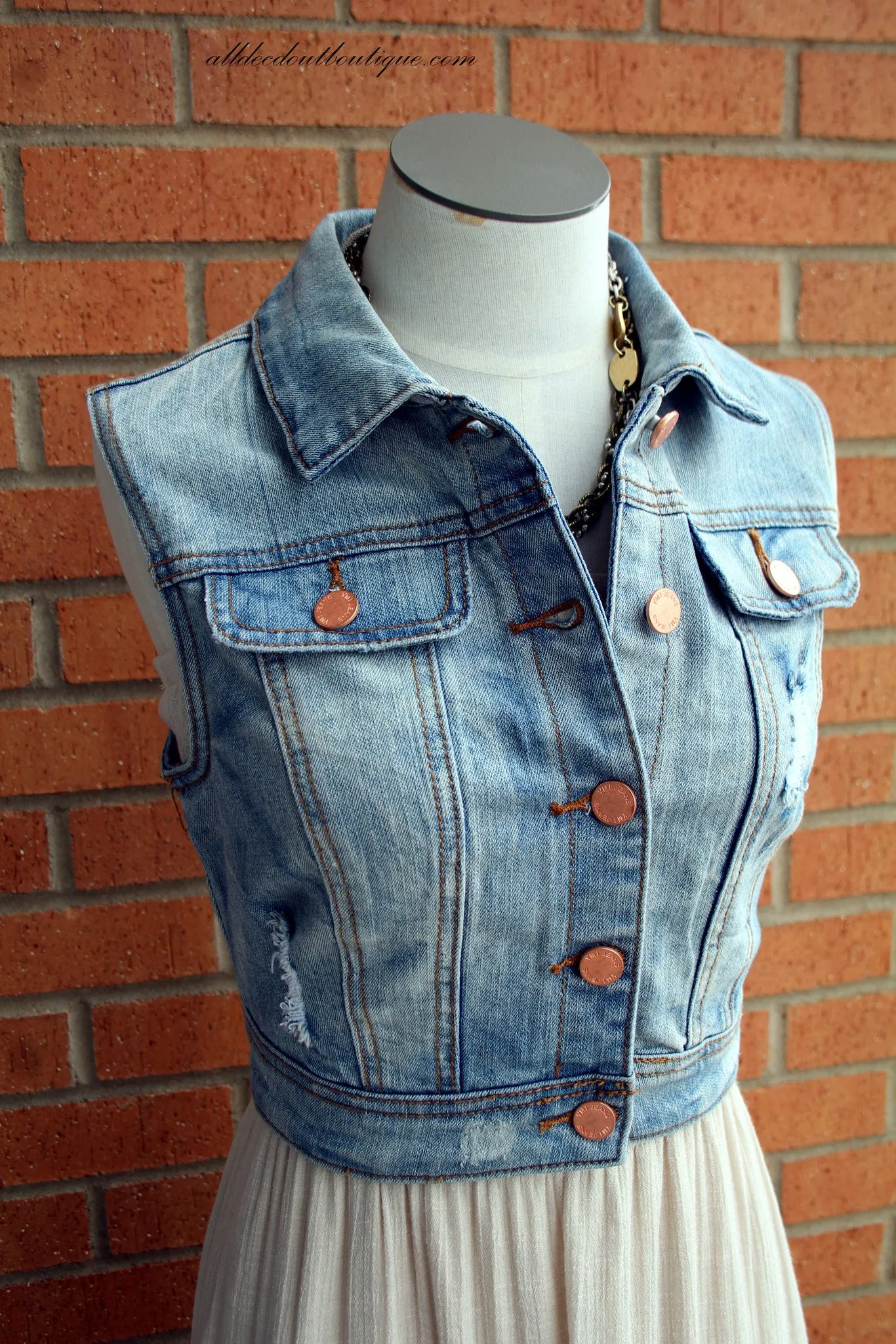YMI | Light Denim Cropped Vest