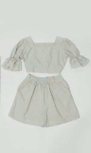 ZENNI Cropped Plaid Co-ord (Pastel Green)
