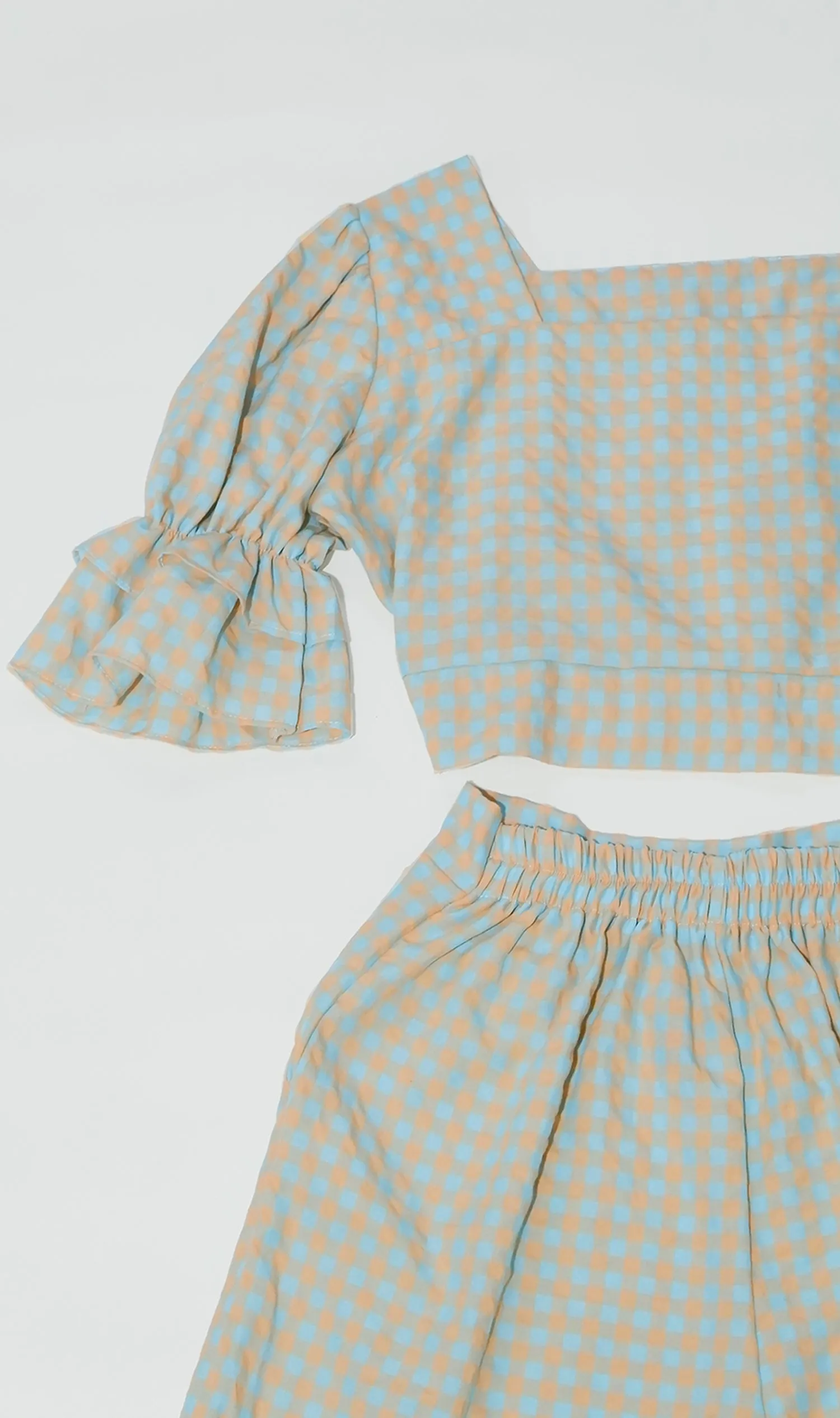 ZENNI Cropped Plaid Co-ord (Pastel Green)