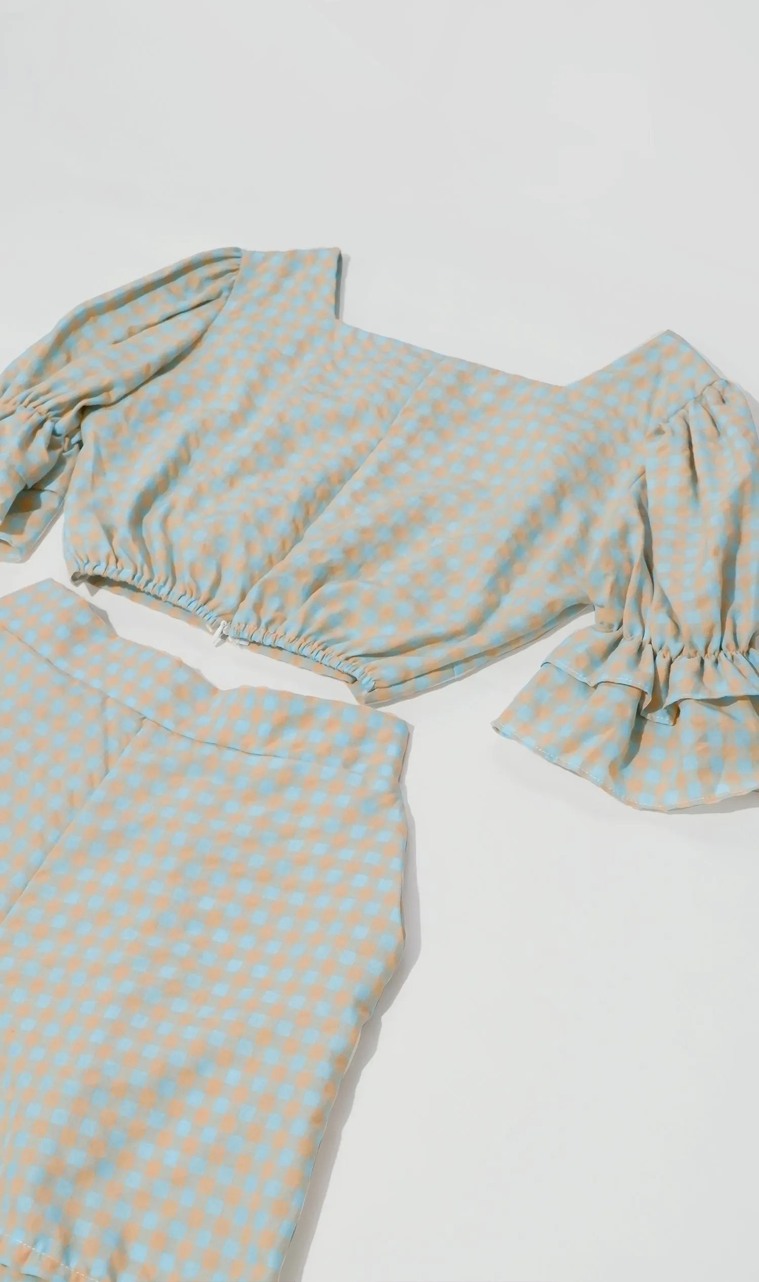 ZENNI Cropped Plaid Co-ord (Pastel Green)